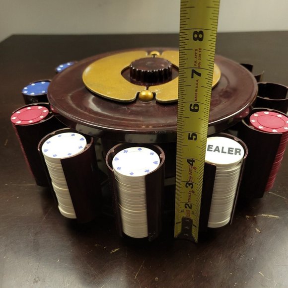 Vintage TURNIT MFG CO Poker Chip & Cards Caddy 1950s Marbled Bakelite with Chips - Picture 14 of 15